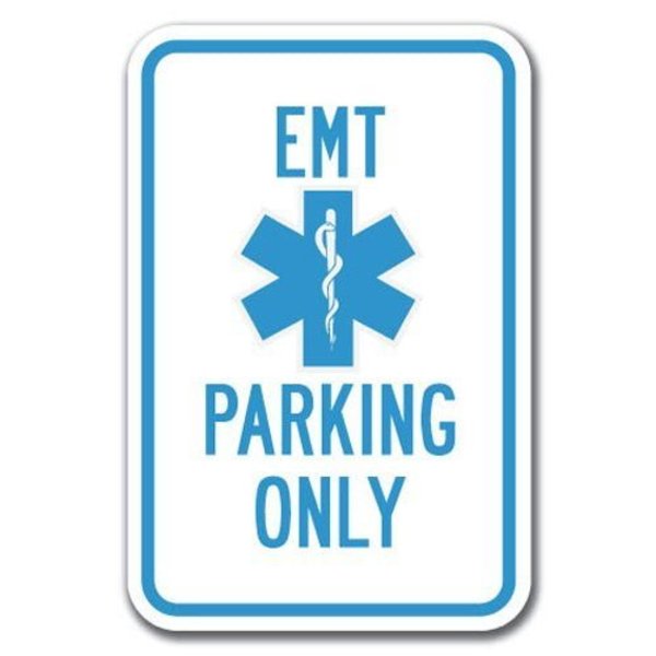 Signmission EMT Parking withSign 12inx18in Heavy Gauge Aluminum Signs, 18" L, 12" H, A-1218 Hospital - EMT Pk A-1218 Hospital - EMT Pk Only Symbol